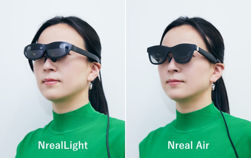 「Nreal Air」と「NrealLight」を装着した様子