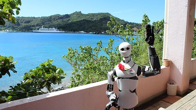 小笠原海洋センターに派遣されたTelexistence社のロボット・MODEL H