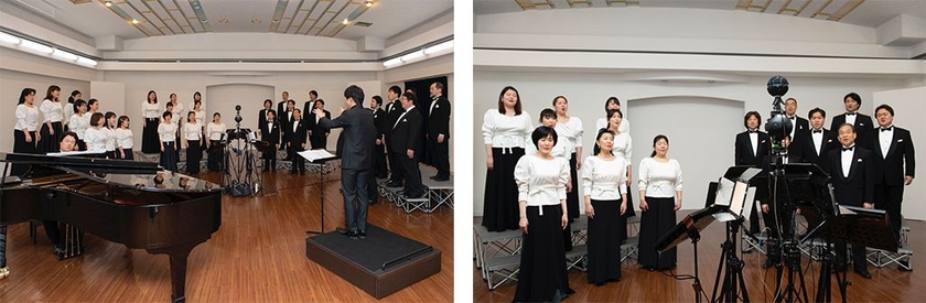 東京混声合唱団による音のVR収録の模様